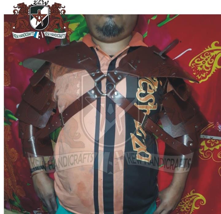 Real Leather Medieval Harness with Shoulders Sword Holder Armor pauldrons armour