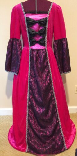 Hallow’s Eve Women’s Velvet Renaissance Dress Hoop Skirt Black Pink Size 12- 14
