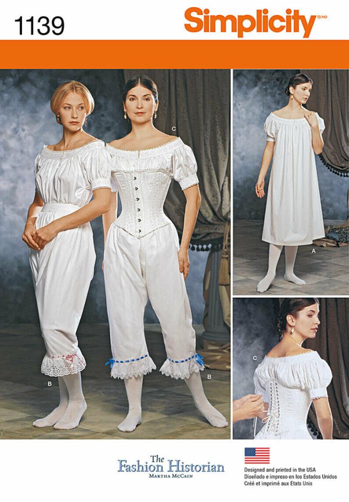 SIMPLICITY 1139 Pattern Size Plus 14-20 CIVIL WAR UNDERGARMENTS CORSET,CHEMISE &