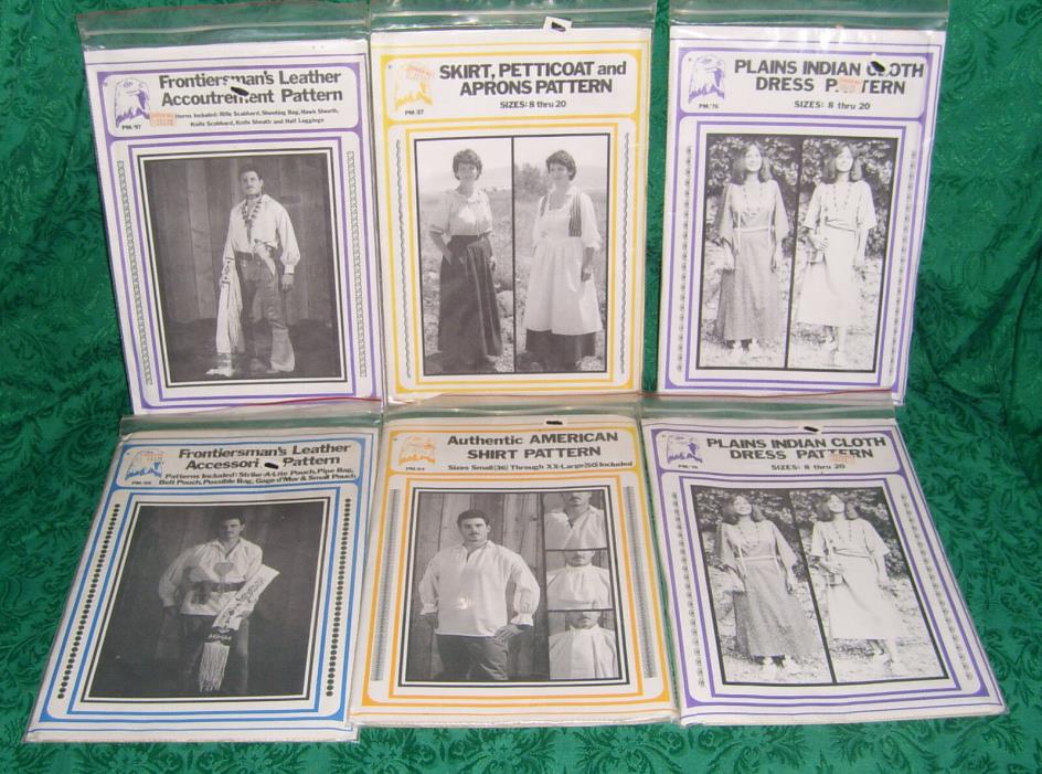 6 Adult EAGLE'S VIEW Costume Sewing Pattern Lot Re-Enactment Frontier Theater