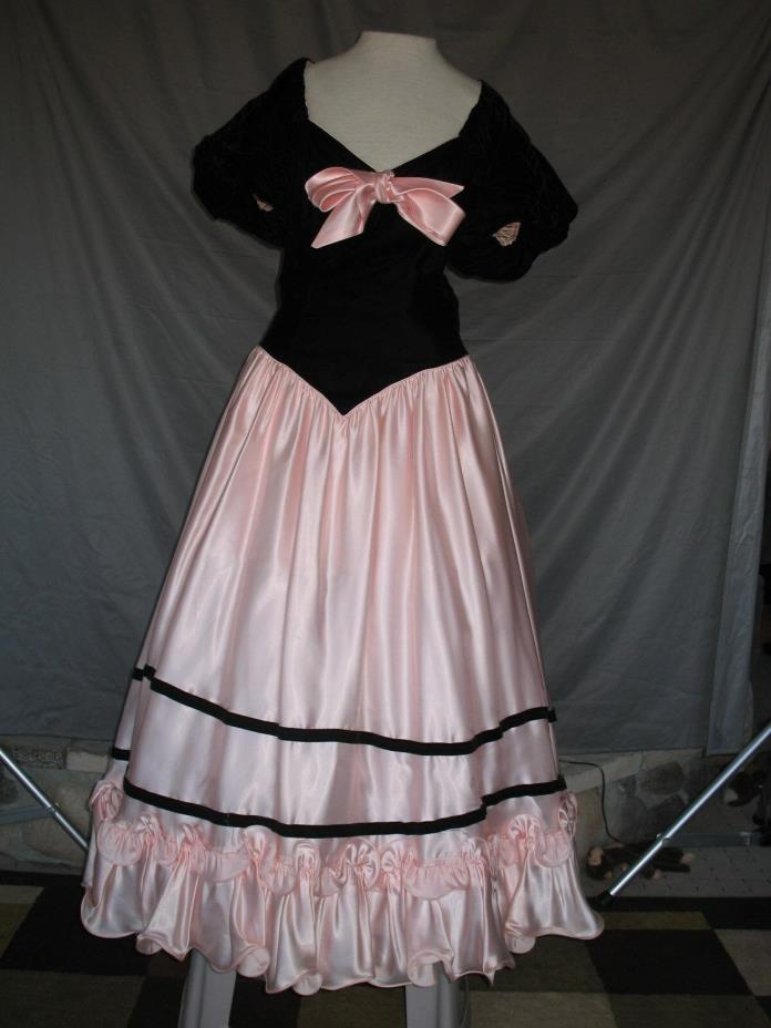 Victorian Dress Edwardian Civil War Style Gown Black & Pink