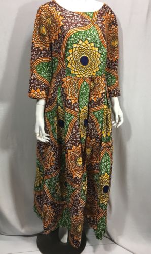 African Multicoloured Dress Pleated Layered XXL Symbols Zippered Ethnic Plus
