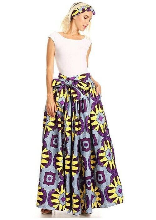 Sakkas Asma Convertible Traditional Wax Print Adjustable Strap Maxi Skirt Dress
