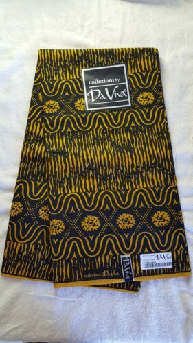 NEW! 6yds Beautiful black/yellow 100% Cotton high quality Ankara EXCELLENT ZION