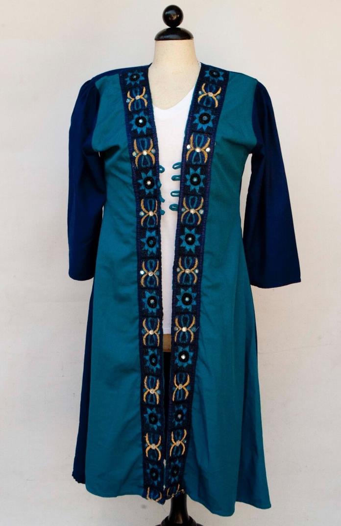 Vintage Indian Womens Dashiki Robe Embroidered Boho Large