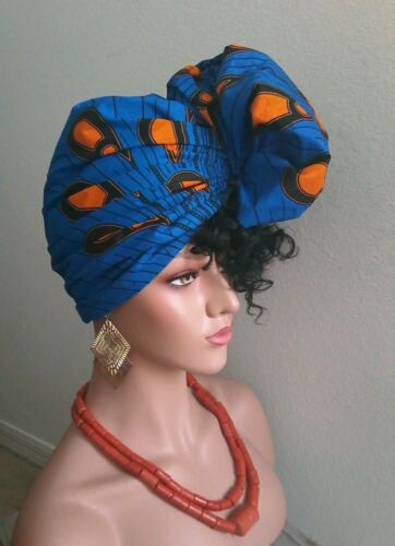 African Head Wrap Tribal Scarf Gele Stylish Headgear Made Of Ankara Fabric