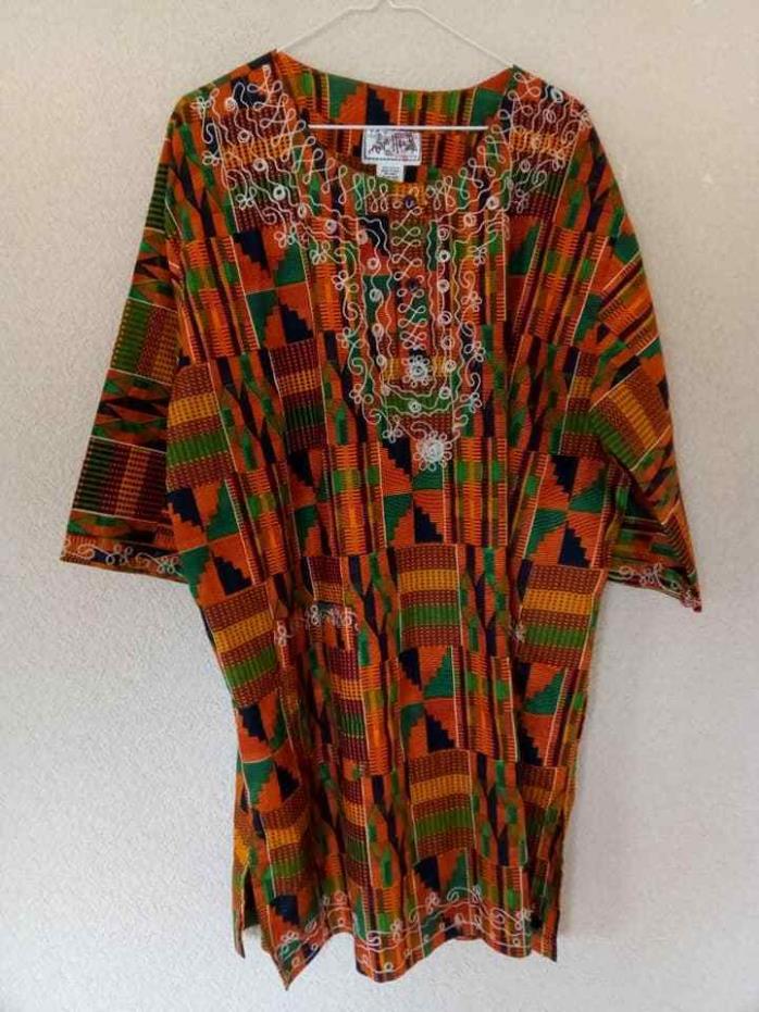 African Print Three Piece Set, Top / Shirt, Skirt And Head Wrap New!
