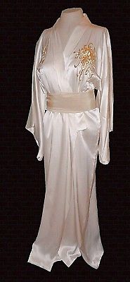 Kimono Robe Belt, Ivory Embroidered 100%-Silk Japan beautiful 1-size