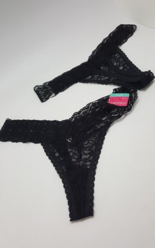 2 pair Xhilaration Thongs panties underwear Womens Size Small 3-5 BLACK