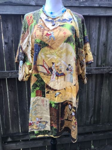 Meibaio 100% SILK Women’s Multicolor KIMONO Blouse Japananese Hipster