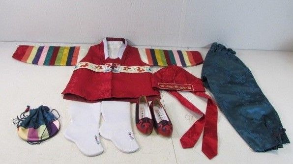 KOREAN Traditional Silk COMPLETE Child's Outfit BOXED Vintage Size 4 Costume
