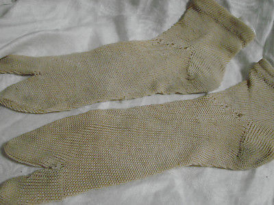 Vintage 50s Japanese Tabi Shoe Sock Tan Knit Rayon Japan Split Toe Anklet