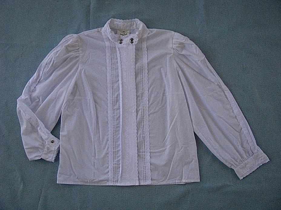 Meico Trachtenmode white traditional blouse--44 (XL)-Oktoberfest ethnic