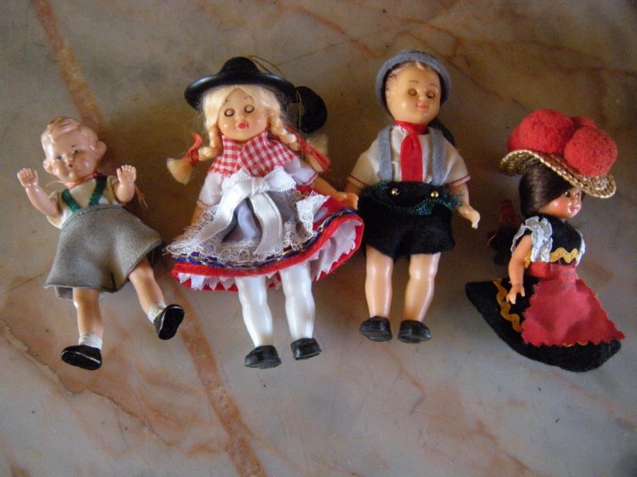 Antique Vintage (4) German Dolls ~ Boy Girl Celluloid ~ LEDERHOSEN~ OKTOBERFEST!