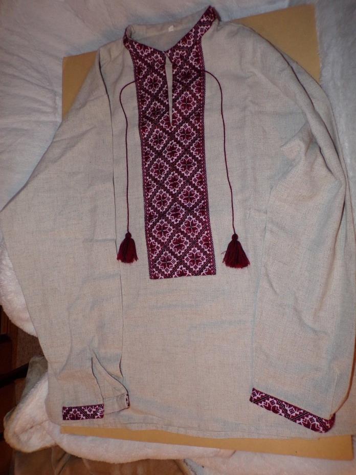 Ukrainian man shirt embroidery mens vyshyvanka long sleeve handmade from Kiev