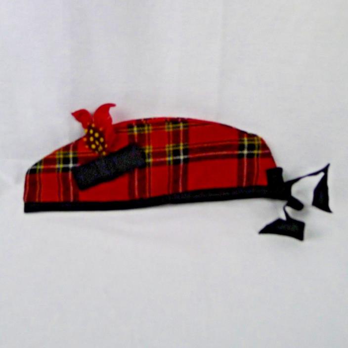 Red Tartan Wool Glengarry Hat Scottish Highland Tam Small Size Vintage Lined