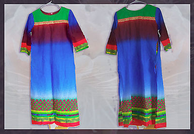 Women Indian Bollywood Kurti;Tunic;Tribal;EMBROIDERY;COTTON;Multi color;M