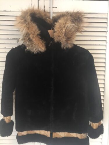 Vintage Handmade Eskimo Parka Mouton? Fur Hood Made In USA Youth Large
