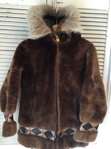 Vintage Genuine Mouton Eskimo Parka Fur Ruff Handmade In USA Small/Medium