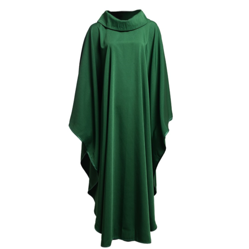 BLESSUME Church Priests Solid Chasuble Mass Vestments Green- Cowl Collar
