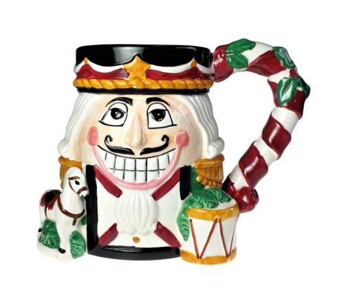 Tis The Season Nutcracker Christmas Holiday Ceramic Mug Hand Painted Cup CIC