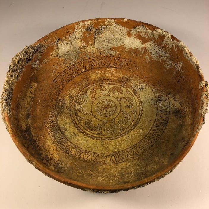 Circa 12th Century Byzantine Sea Find Sgraffito Style Shipwreck Bowl