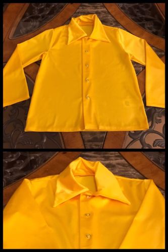 Kids Shirt Dance Buttons Long Sleeve Top Collar Yellow Jazz Tap Lyrical Sz 6 / 8