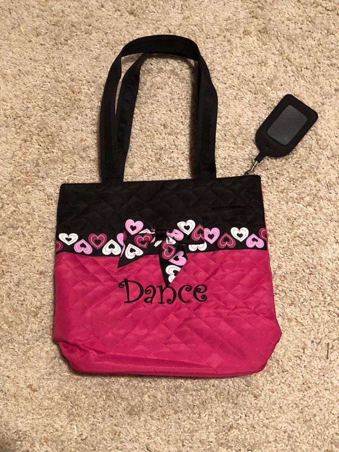 Black and Pink Quilted Embroidered Dance Tote Bag by Sassi Designs