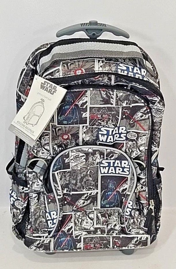 Pottery Barn Kids Star Wars All Over Rolling Backpack