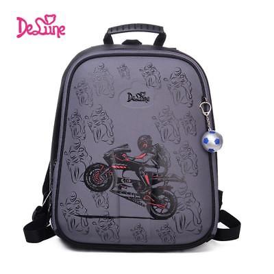 Delune Brand Cartoon Bag Children School Backpack for Boys Cool Motorcycle Style