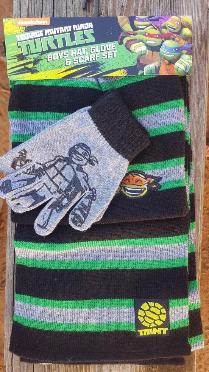 Teenage Mutant Ninja Turtles Boys Scarf Gloves & Hat Set 3 Piece Set Beanie