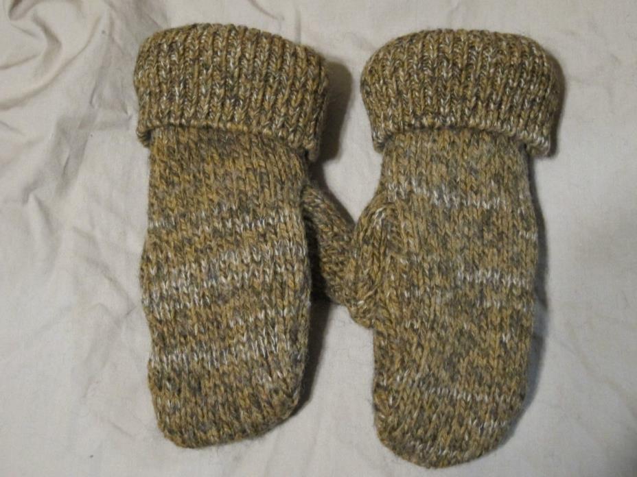 Recycled Wool Mittens Fleece Lined Boy's or Girls 5-8 yrs Brown Gold Red WARM