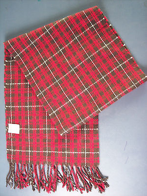 Gymboree Long Winter Scarf Merry Occasions 52 x 10 Red Brown White Plaid Fringes
