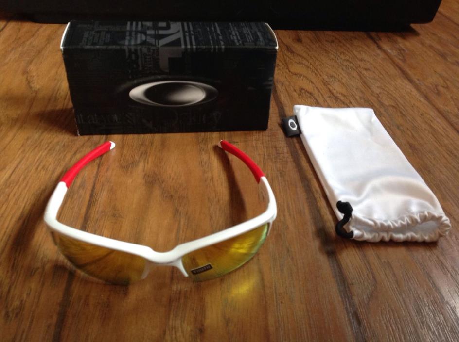 Boys Oakley Mirrored Quarter Jacket White Semi-Rimless Sunglasses NEW