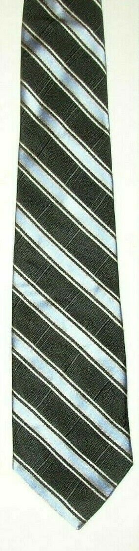 Lord & Taylor BOY'S Neck Tie Silk Navy and Light Blue Stripe 50.75