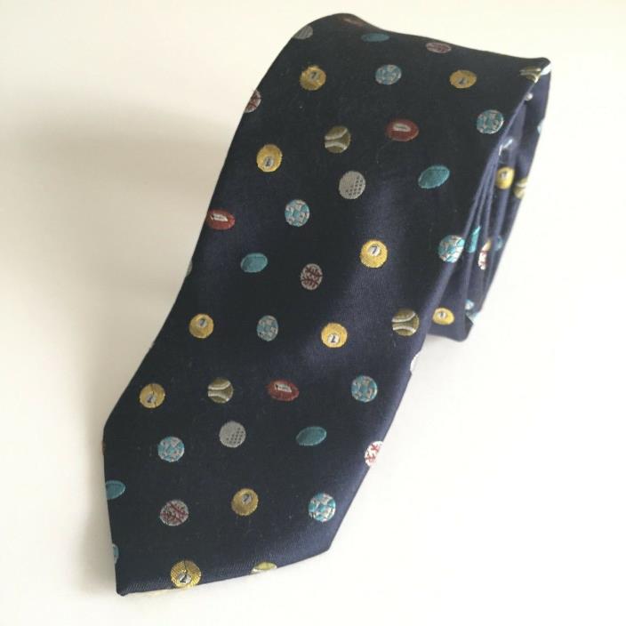 Lord & Taylor Sports Silk Boys Tie Navy Blue Embroidered Basketball Football
