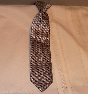 George Gray & Silver Dia Pattern Polyester Boy's Clip-on Neck Tie #508