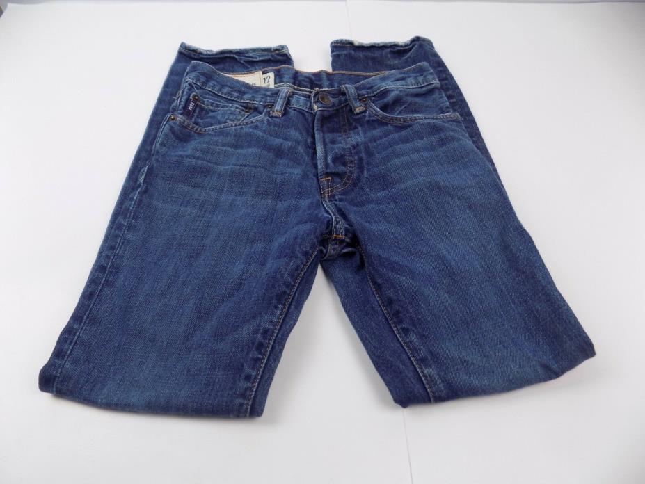Abercrombie New York Boys Blue Slim Straight Button Fly Jeans Size 12 Remsen