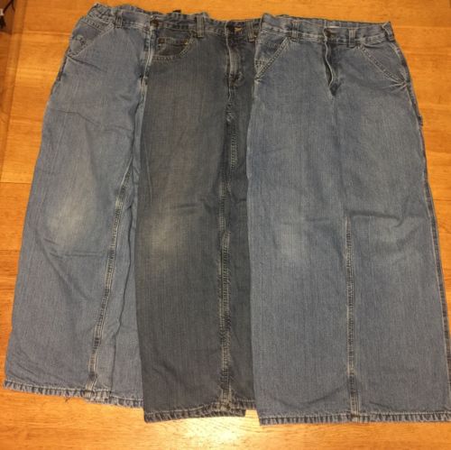 3 Boys Carhartt LLBean Blue Jeans Lot w/ Flannel Lining 12 Reg Adjust Waist