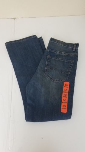 Boy's Jeans Blue Denim Adjustable Waist Boot Cut Size 10