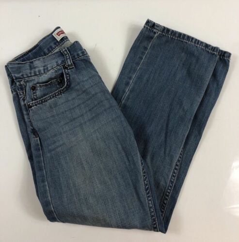 Levis Boys 505 Regular Jeans Sz 10 Denim Adjustable Waist Light Med Blue Wash 25