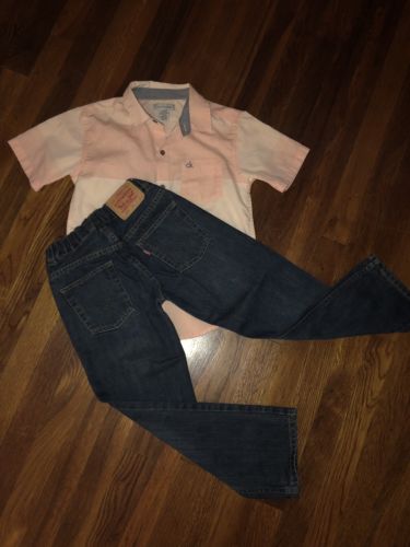 LOT OF TWO Boys Levi’s Blue Denim Jeans 8 & Calvin Klein Shirt S 8 Outfit