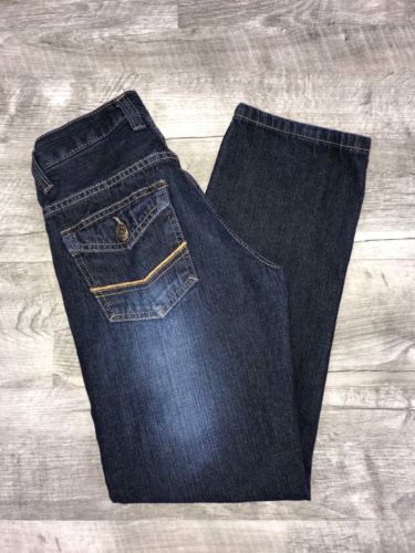 Makaveli Slim Straight Dark Blue Jeans Boys Size 12 100% Cotton Flap Pockets