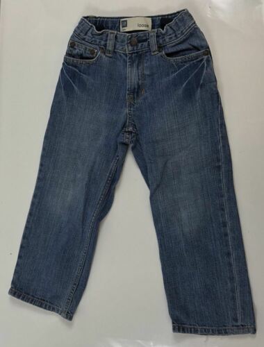 Gap Boys Loose Jeans size 4 Light Wash Denim Adjustable Waist Distressed