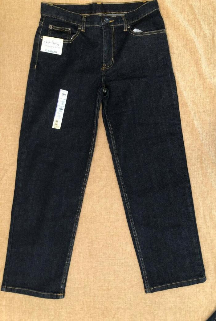 Boys 14 H Faded Glory Straight Flex Fabric Adjustable Waist Dark Wash Jeans NWT