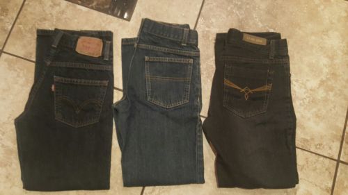 Lot Of 3 Boys Jeans 14; Level One, Levi's 527, Faded Glory