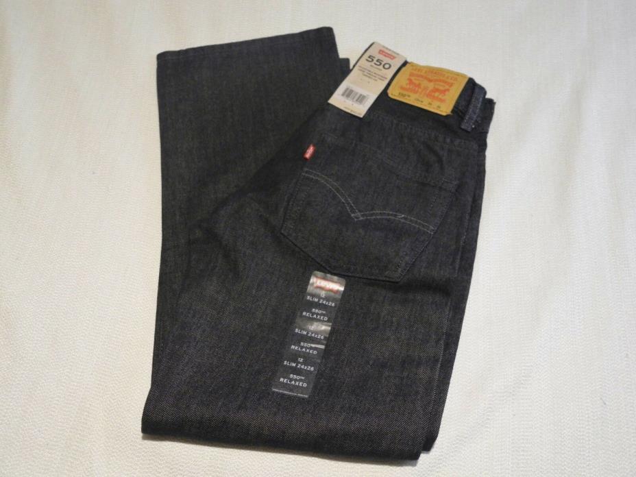 Levi's 550 Boy's Relaxed Fit Tapered Leg Denim Jeans Sz 12 Slim 24 x 26 NWT