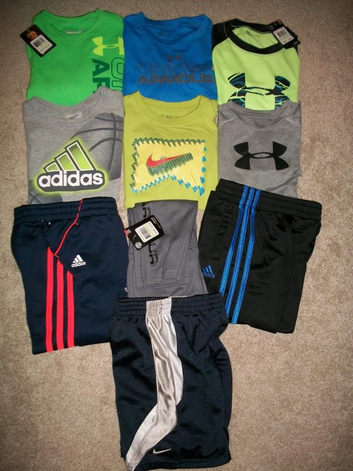 GUC & NWT LOT OF 10 BOYS SIZE 4 ATHLETIC LS SS TOPS TEES & SWEATS UNDER ARMOUR