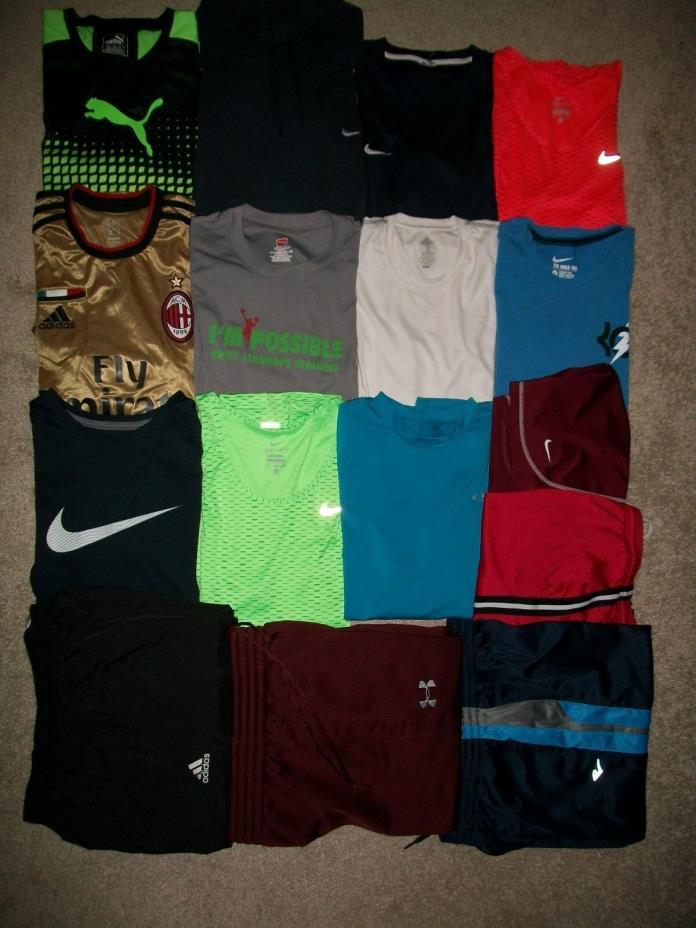 GUC! LOT OF 16 BOYS SIZE XL / S ATHLETIC UNDER ARMOUR NIKE SWEATS HOODIE TOPS