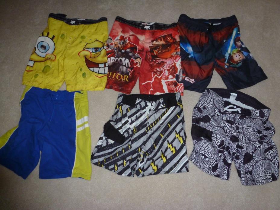 Lot 6 Boy Swimming Trunks Shorts Clothes Size 7- 8
